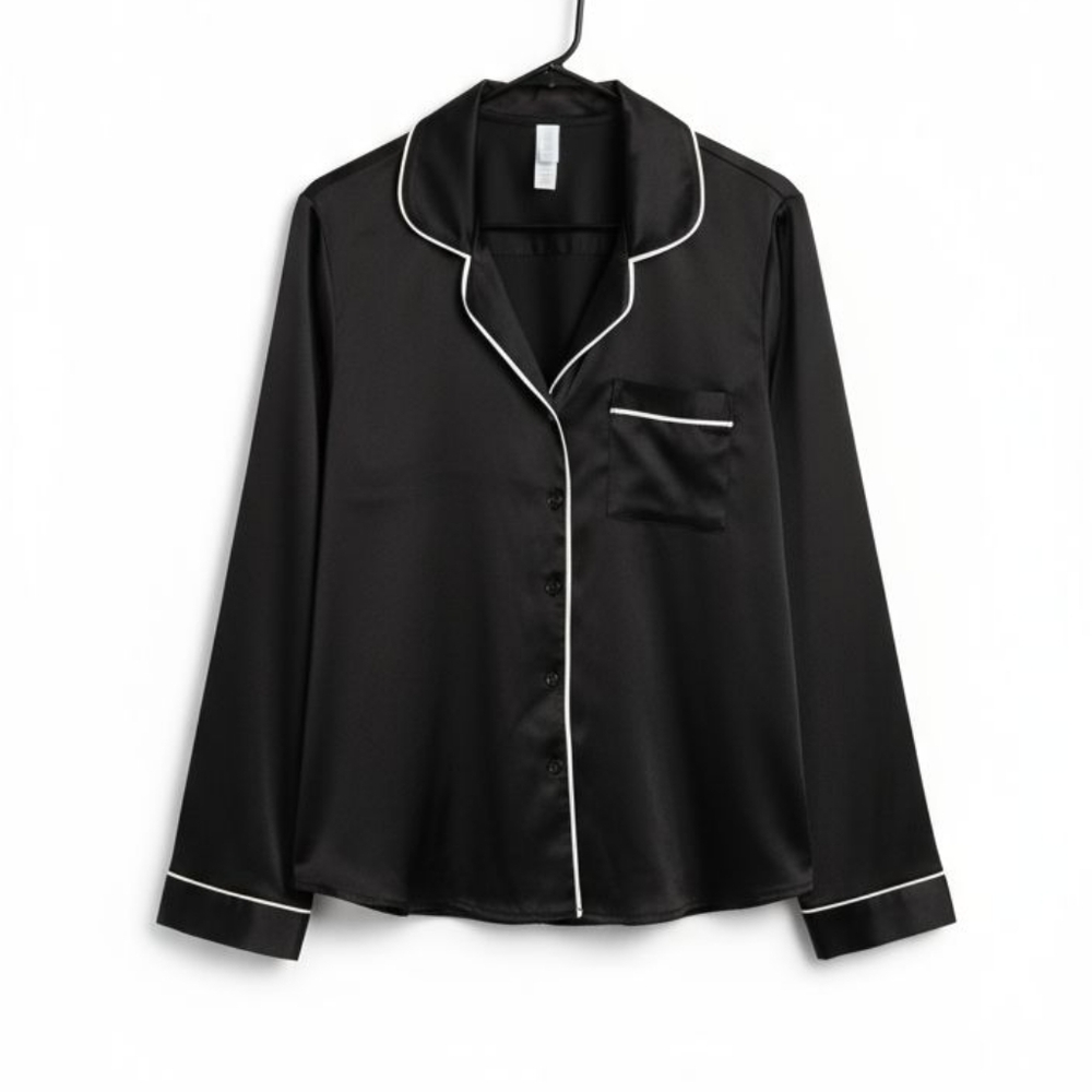 Stars Above Black Pajama Top with White Trim